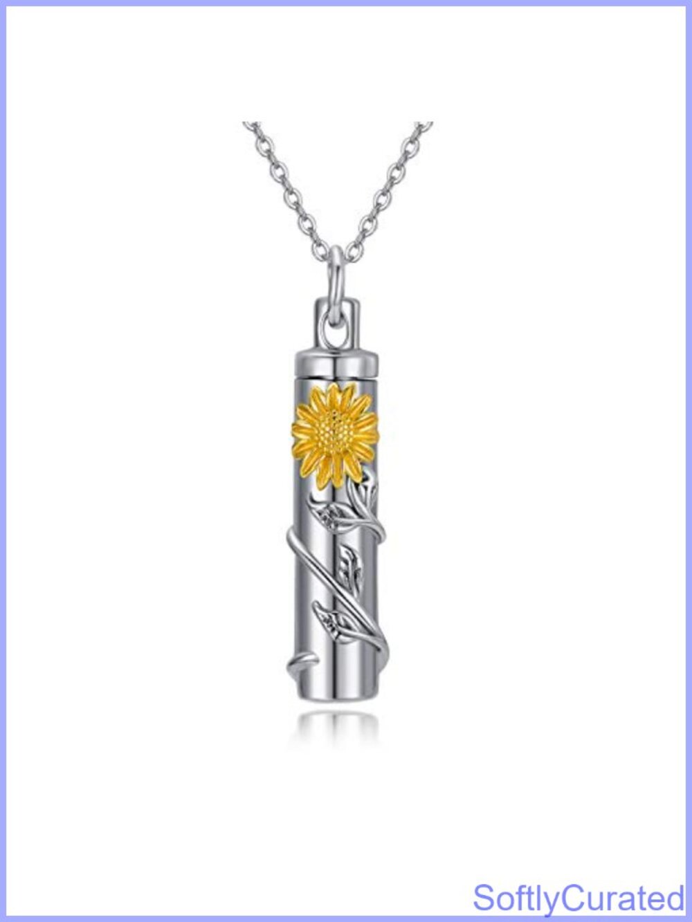Sterling Silver Sunflower Urn Necklace for Ashes Memorial Keepsake